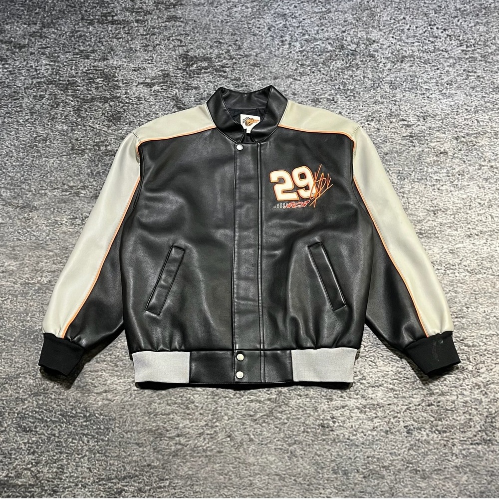 Kevin Harvick Goodwrench Leather Racing Jacket  Medium Black Gray Winners Circle
